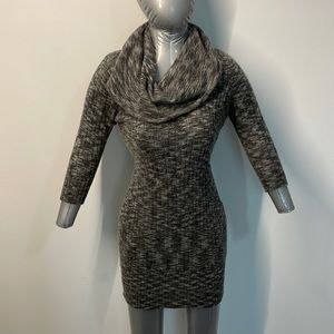 DKNY cowl neck grey/ black sweater dress